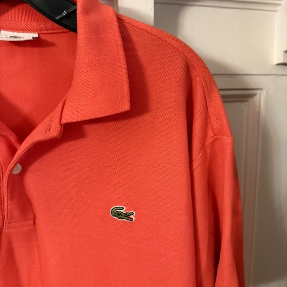 Lacoste Mens Polo Shirt Coral Sz 7 XL  Short Sleeve Gator Logo - Picture 2 of 8